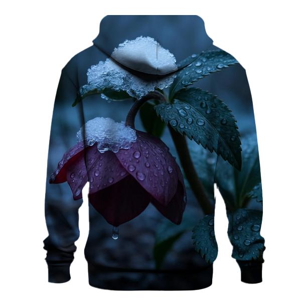 Hellebore Bloom After Wet Snowfall graphic hoodies