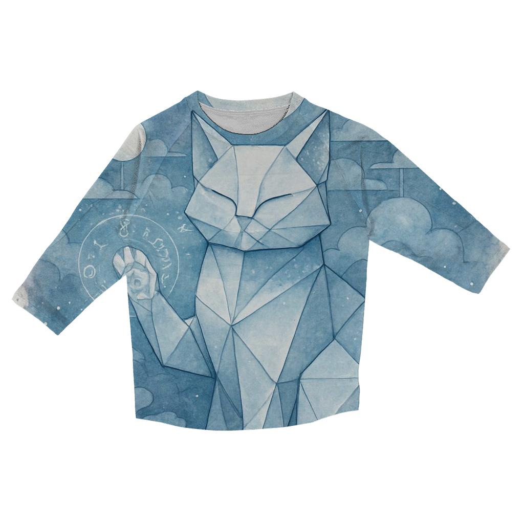 Lunar Origami Guardian Cat designer 3/4 sleeve blouses