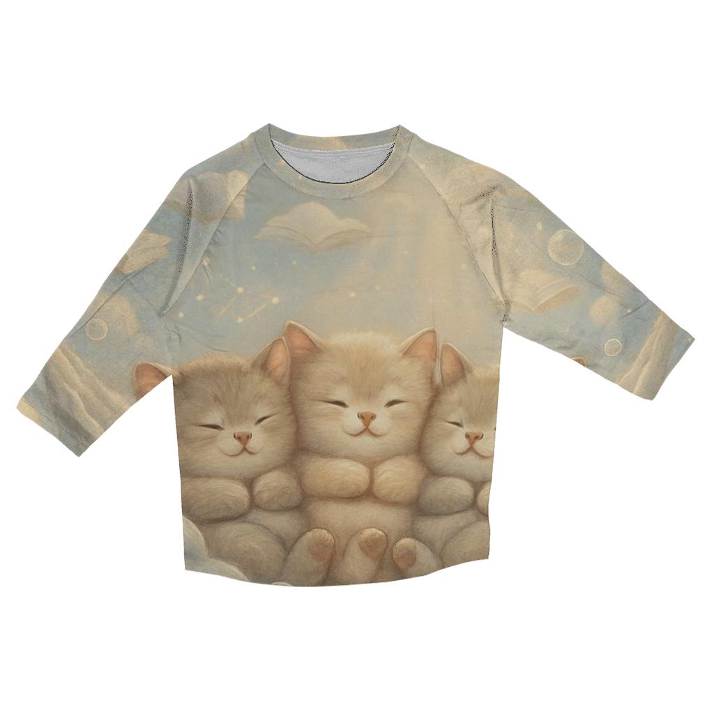 Cloud Library Naptime Cats designer 3/4 sleeve blouses