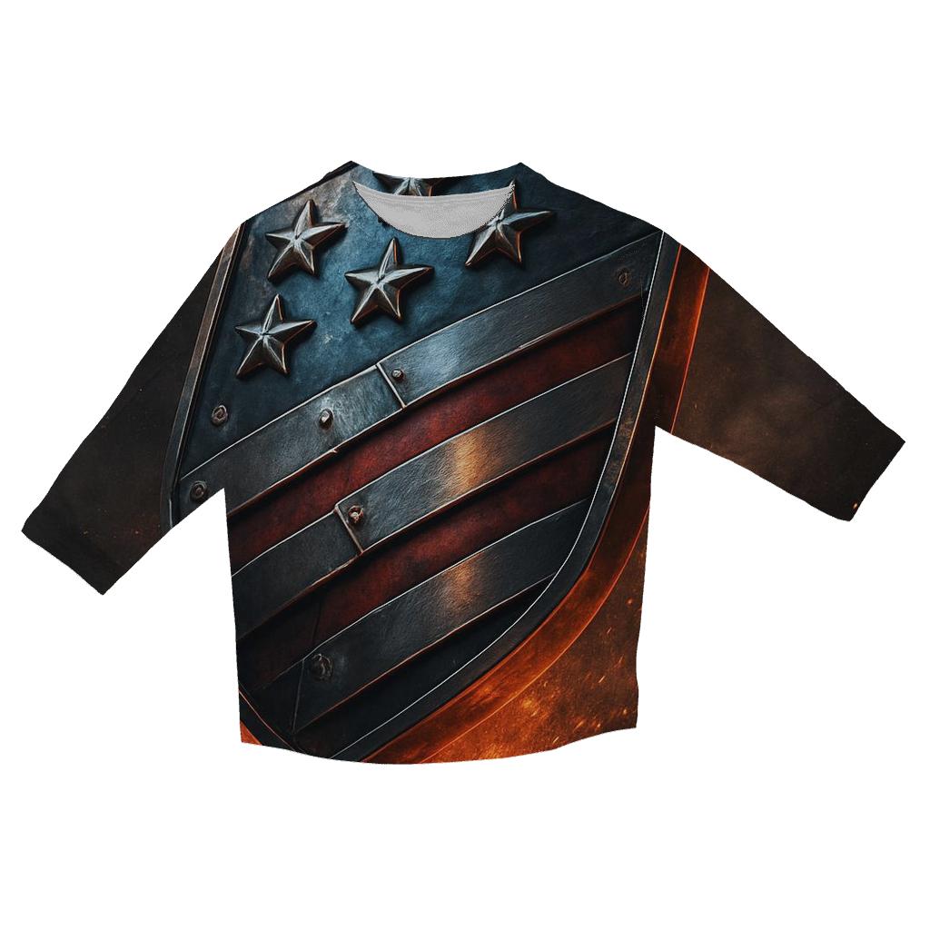Forged Steel Stars And Stripes Crest printed three quarter sleeve shirts
