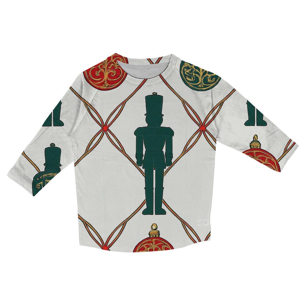 Golden Nutcracker Ornament Lattice On White Background trendy 3/4 sleeve tops