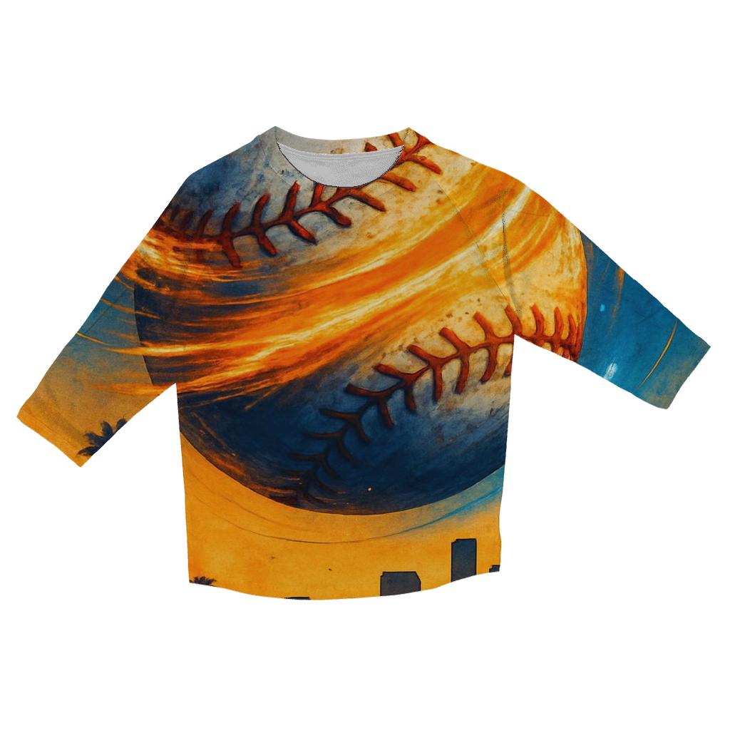 Sunset Seam Spiral Over The City designer 3/4 sleeve blouses