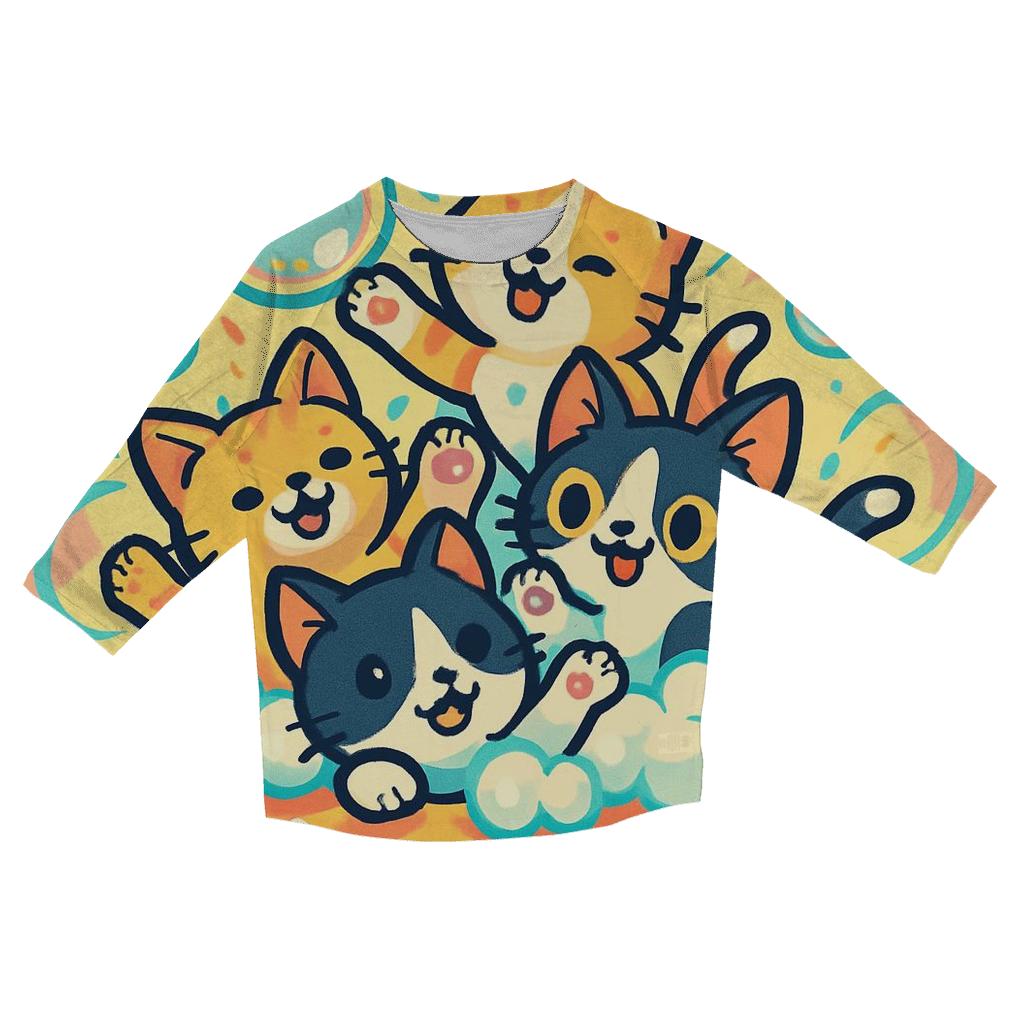Carnival Bubble Bath Kittens casual three quarter sleeve shirts