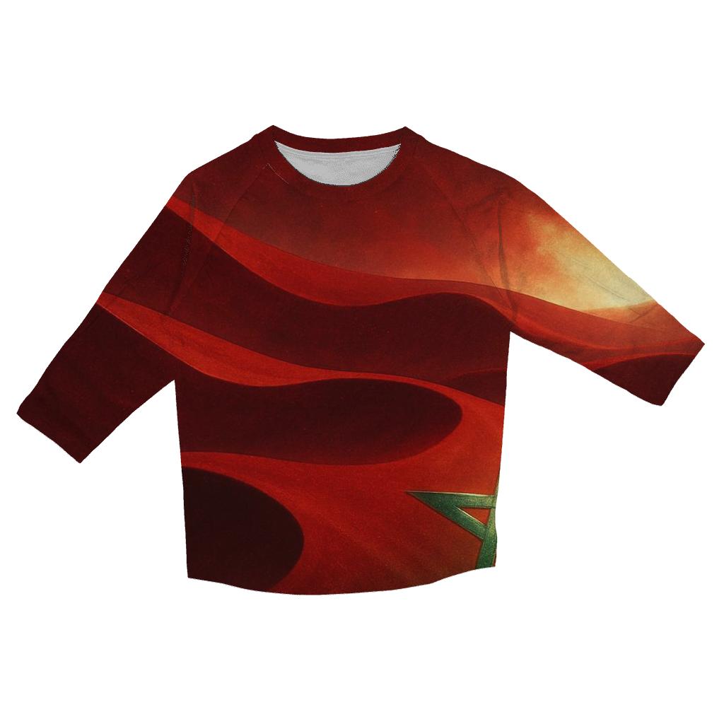 Emerald Dune Mirage Flag Morocco printed three quarter sleeve shirts