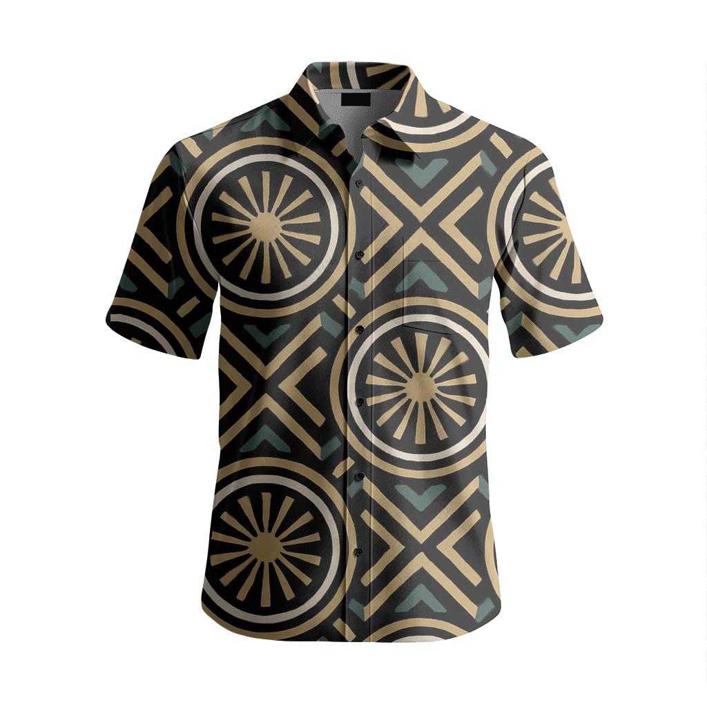 Art Deco Orbit Sunburst Trellis embroidered logo shirts