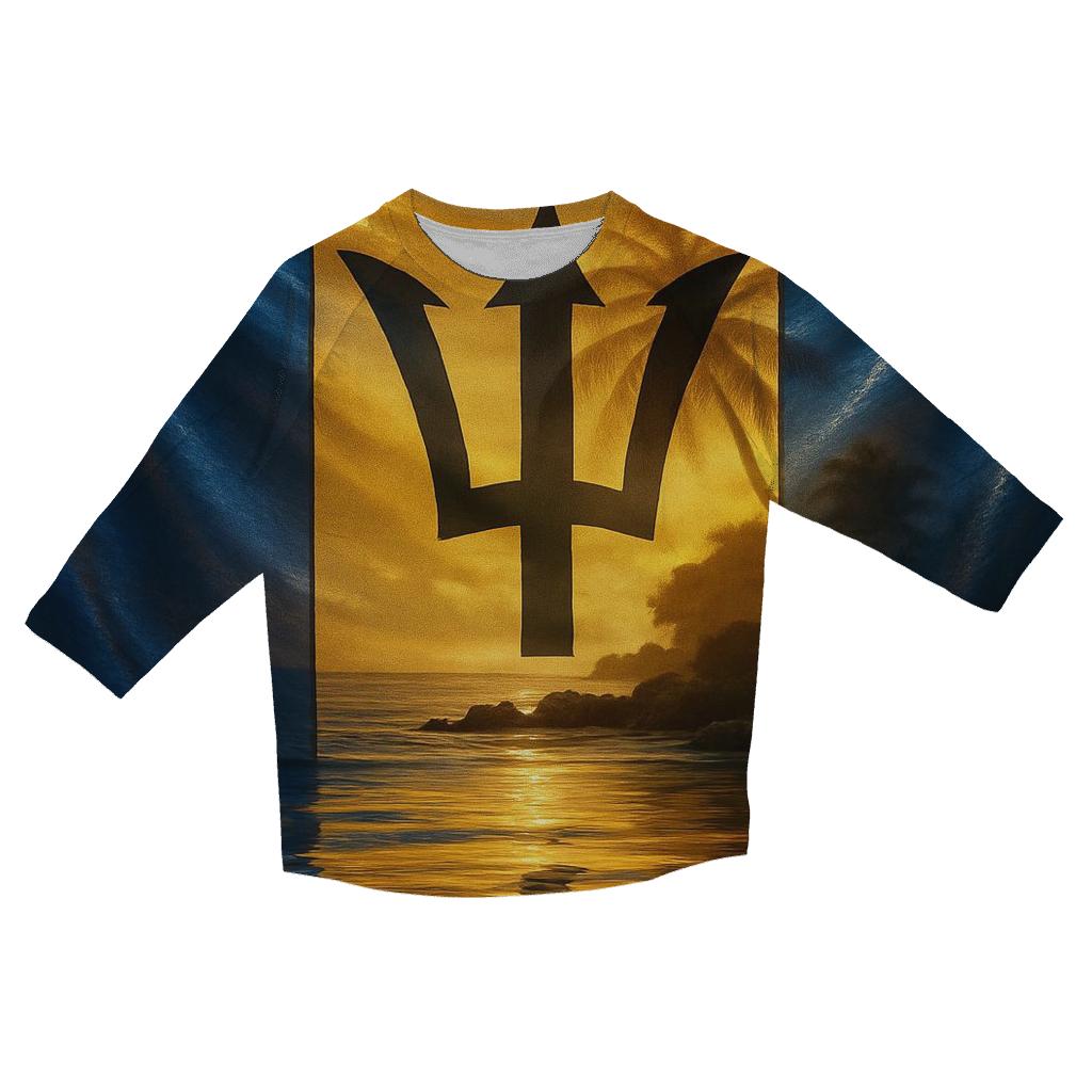 Caribbean Prism Flag Barbados casual three quarter sleeve shirts