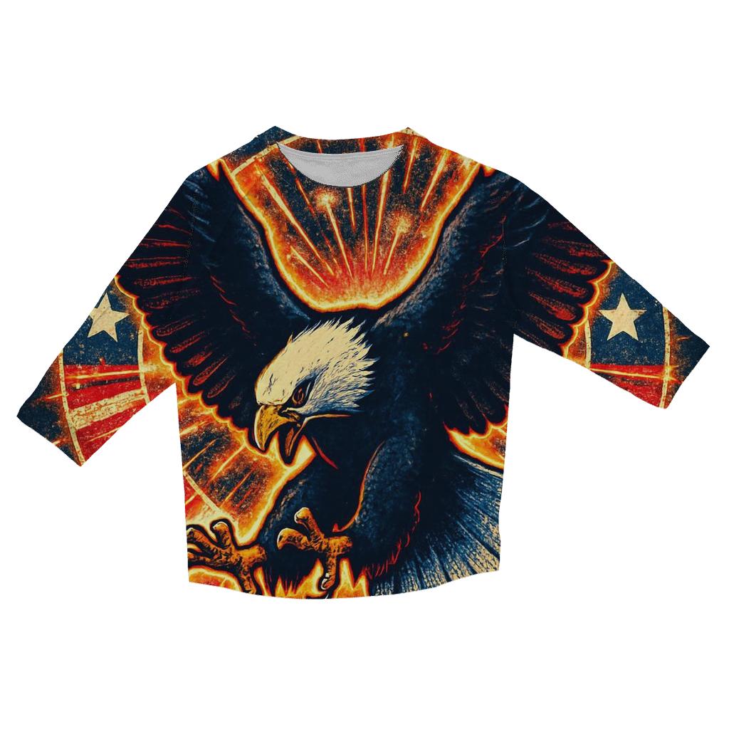 Eagle Dive Through Firework Halo stylish quarter sleeve tops