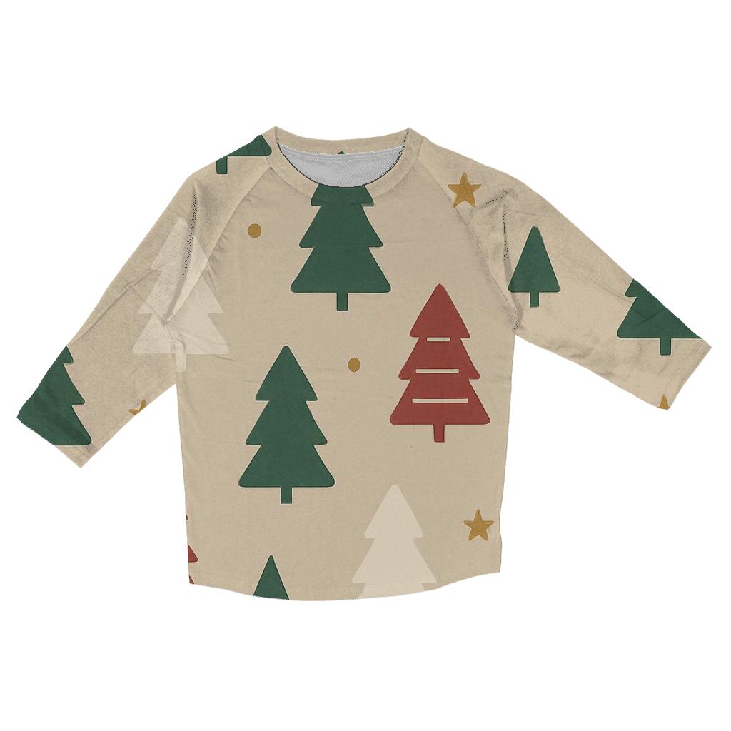 Minimal Christmas Tree Star Dot Scatter On Beige Background stylish quarter sleeve tops