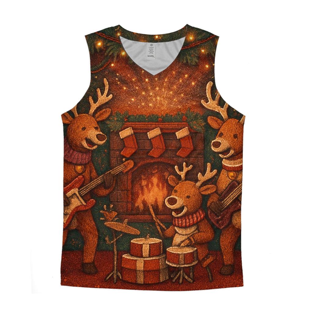 Reindeer Rock Band At The Fireplace Stage stylish racerback tanks