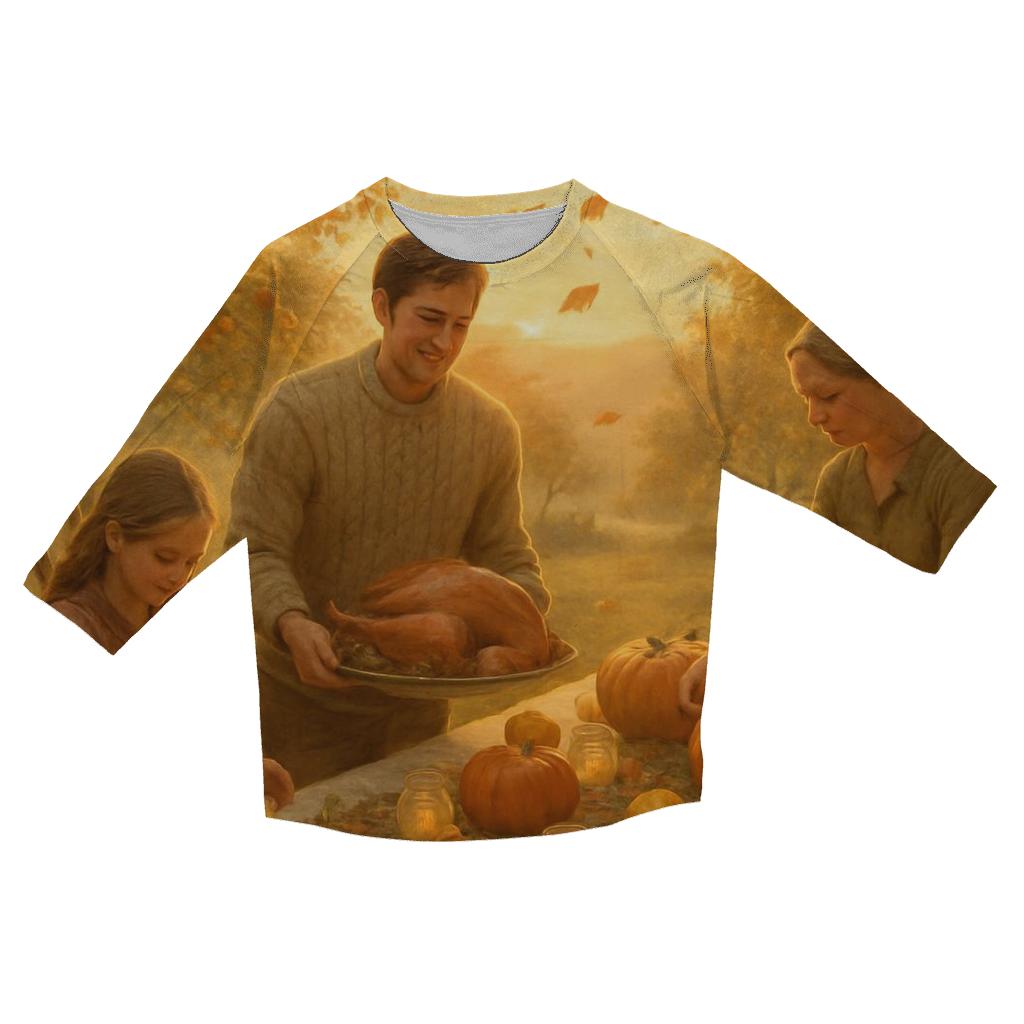 Golden Hour Orchard Gratitude Gathering casual three quarter sleeve shirts