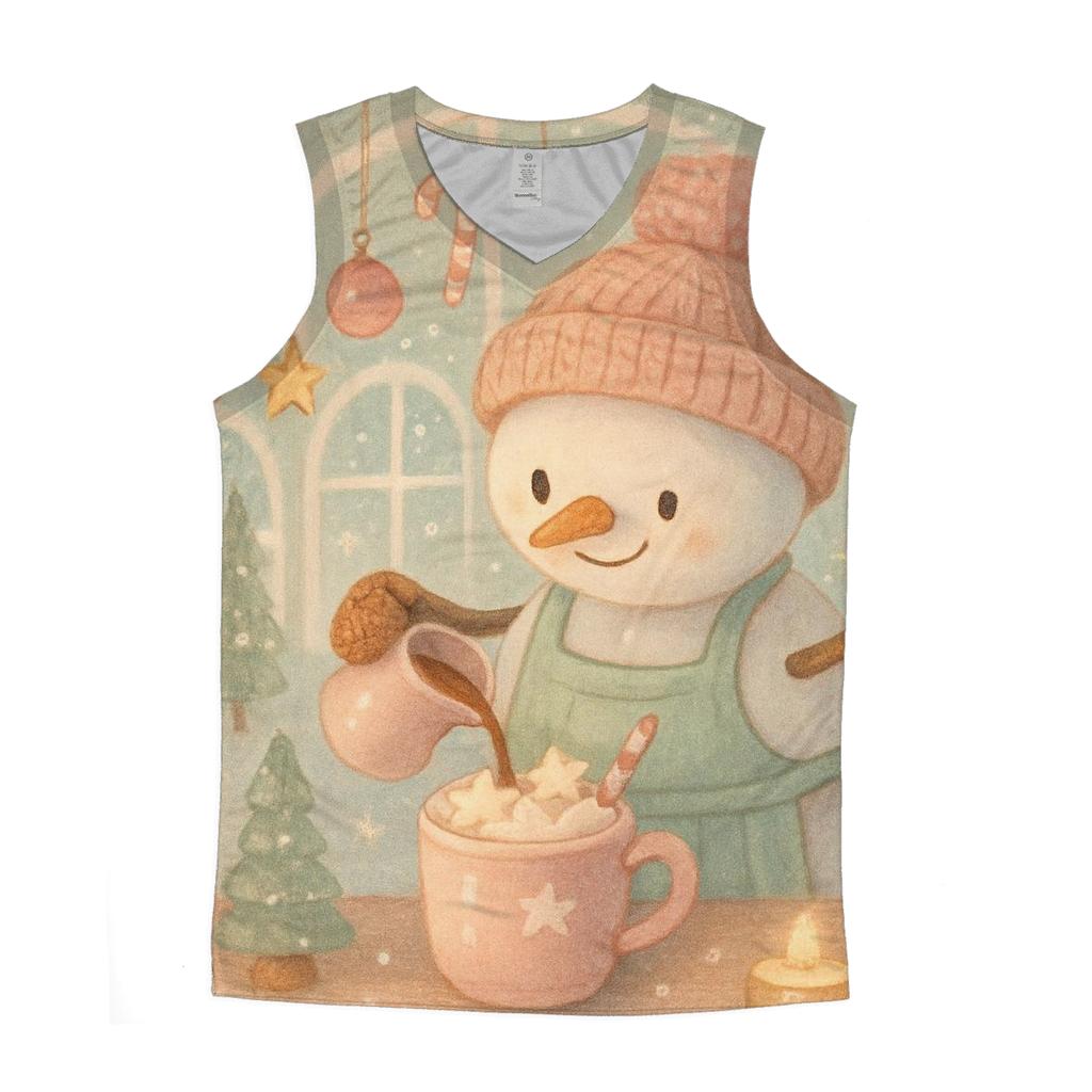 Snowman Barista Serving Cocoa In A Snow Globe Cafe designer workout tanks