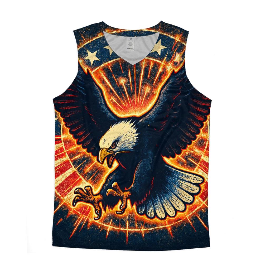 Eagle Dive Through Firework Halo personalized athletic tanks