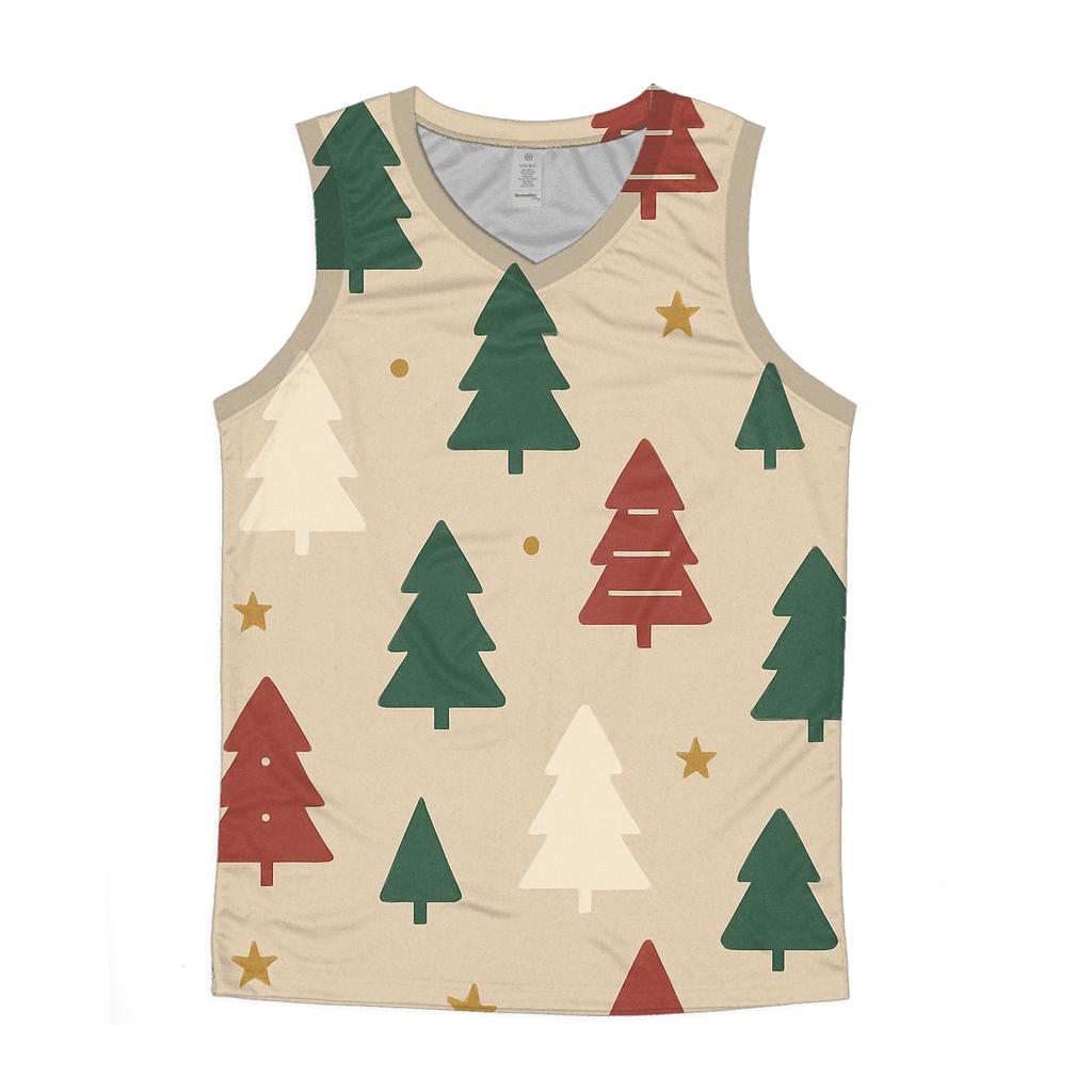 Minimal Christmas Tree Star Dot Scatter On Beige Background stylish racerback tanks