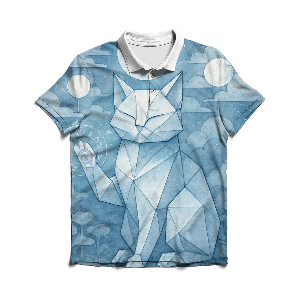 Lunar Origami Guardian Cat personalized polo shirts