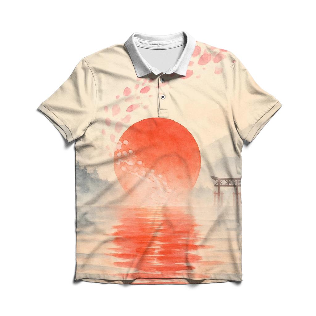 Sakura Horizon Flagscape Japan personalized polo shirts