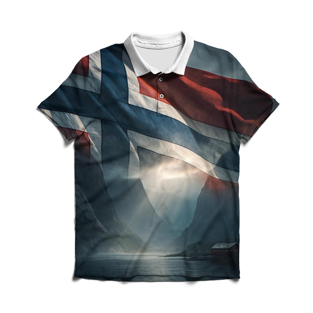 Northern Light Weave Flag Norway personalized polo shirts
