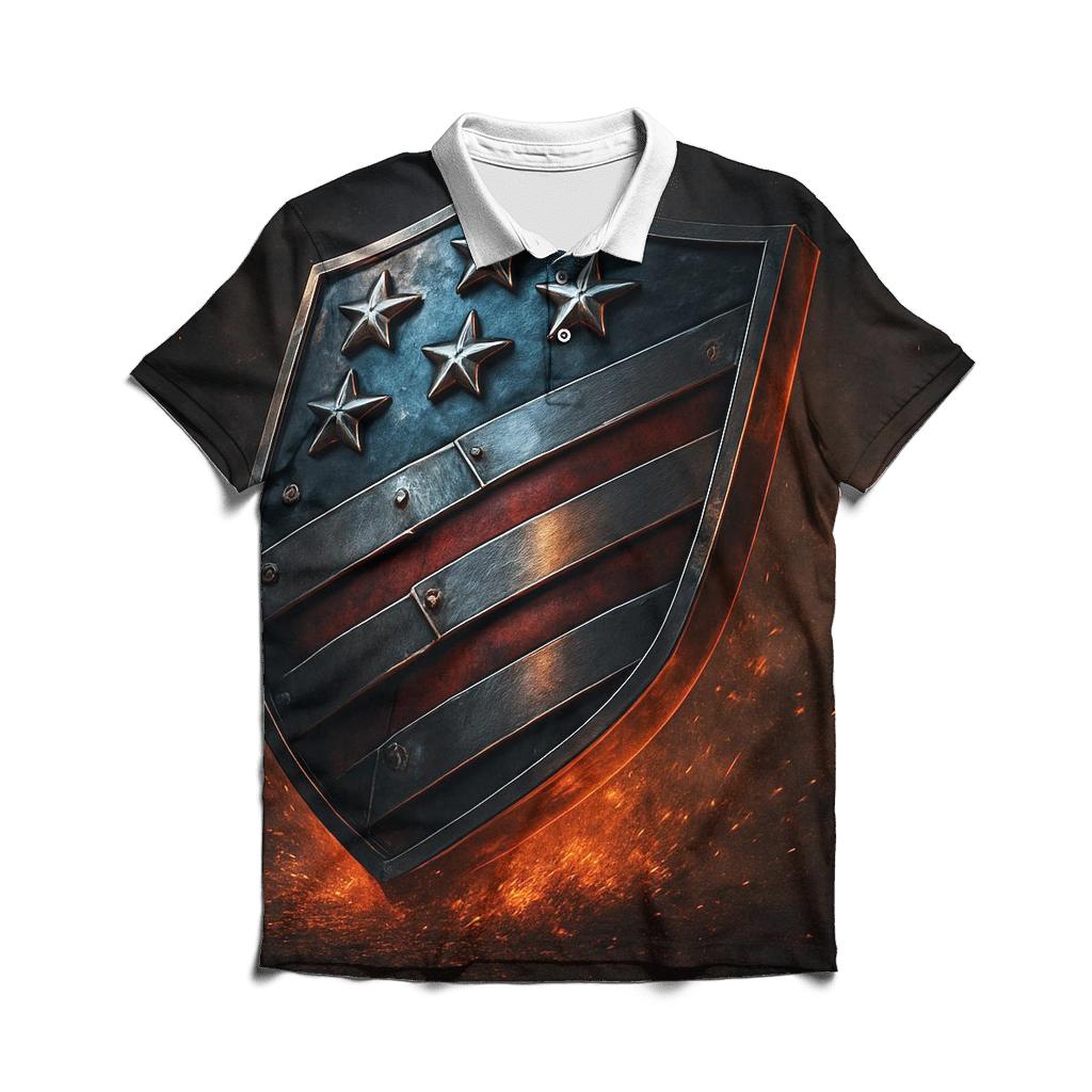 Forged Steel Stars And Stripes Crest embroidered polo tops