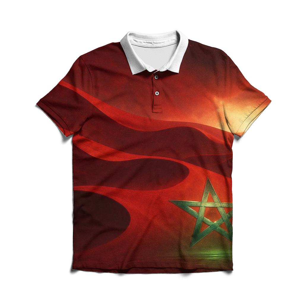 Emerald Dune Mirage Flag Morocco branded logo polo shirts