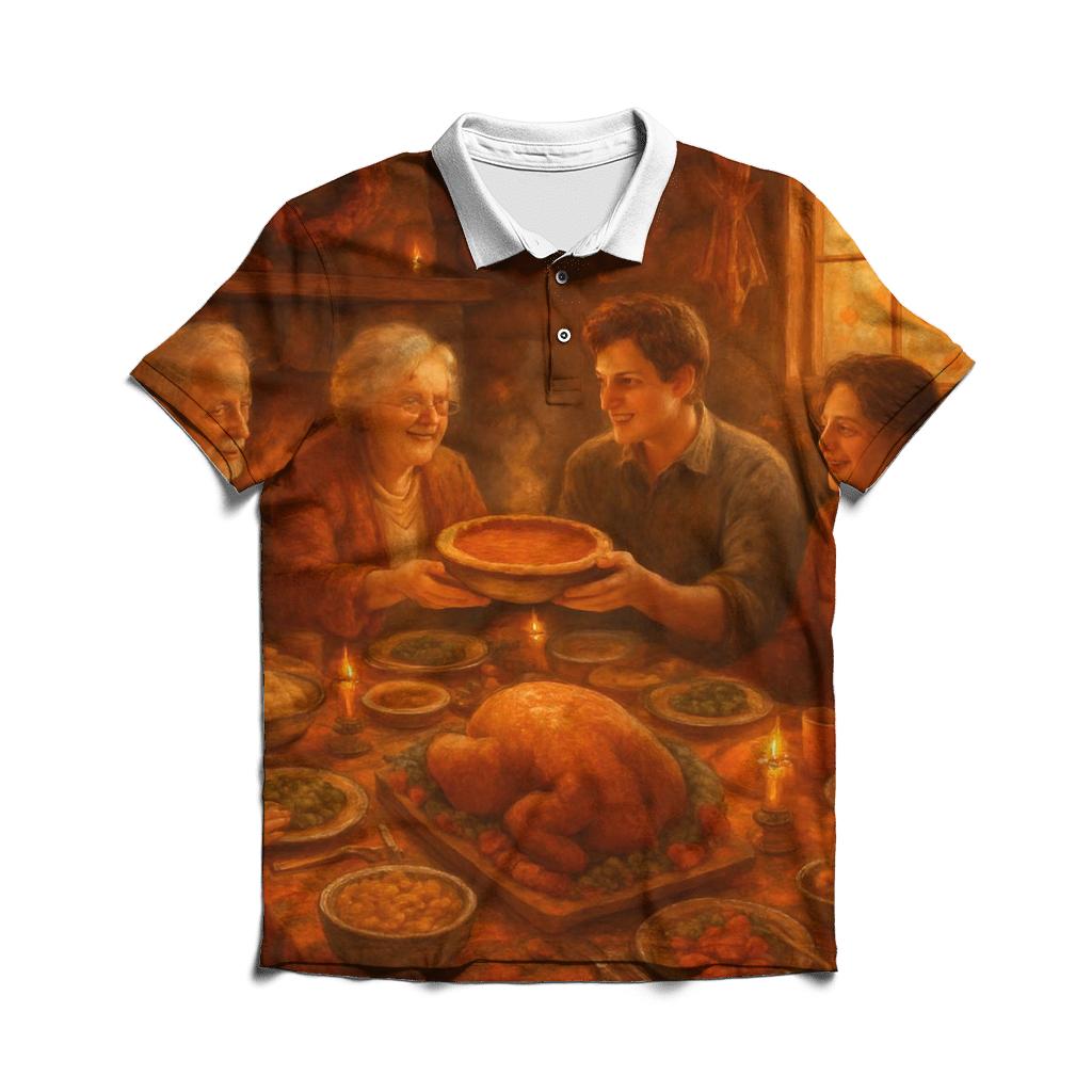 Candlelit Gratitude Cabin Supper stylish collar polo tees