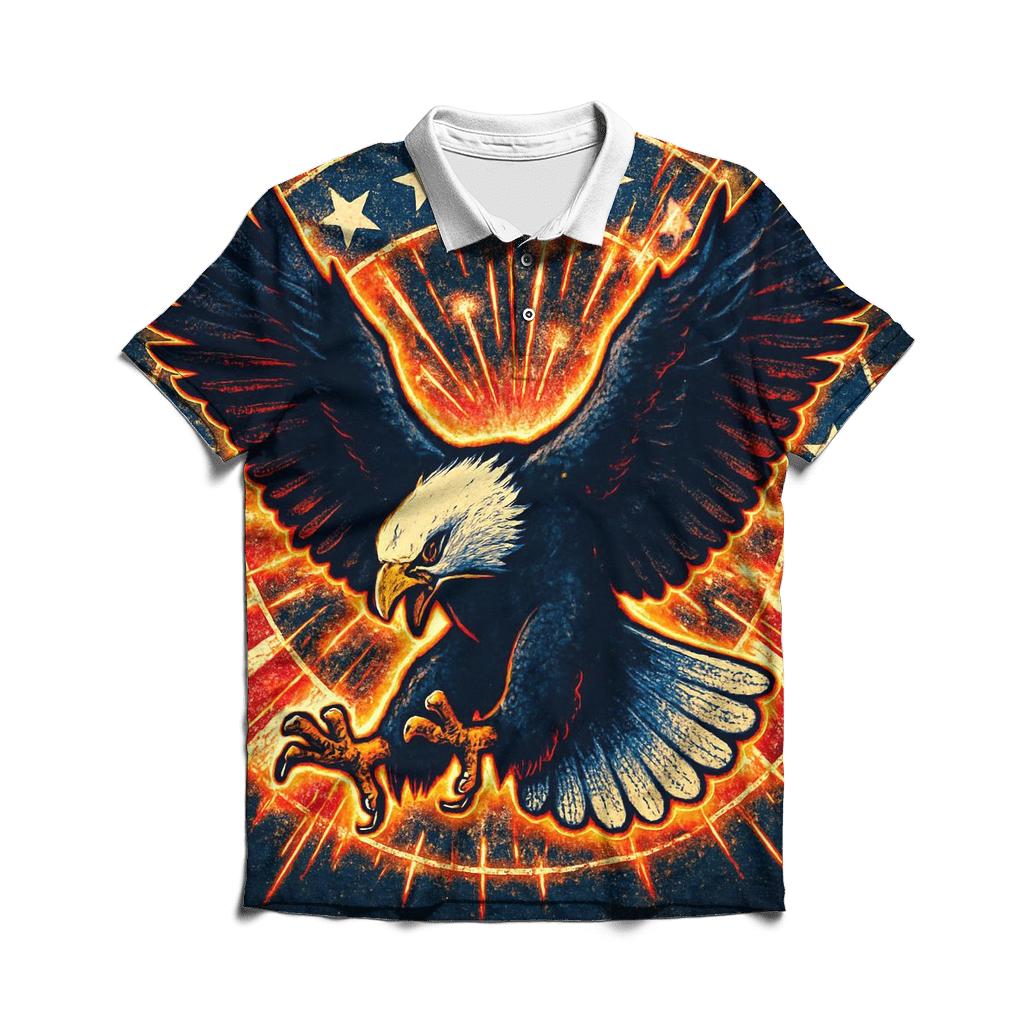 Eagle Dive Through Firework Halo casual sports polo shirts