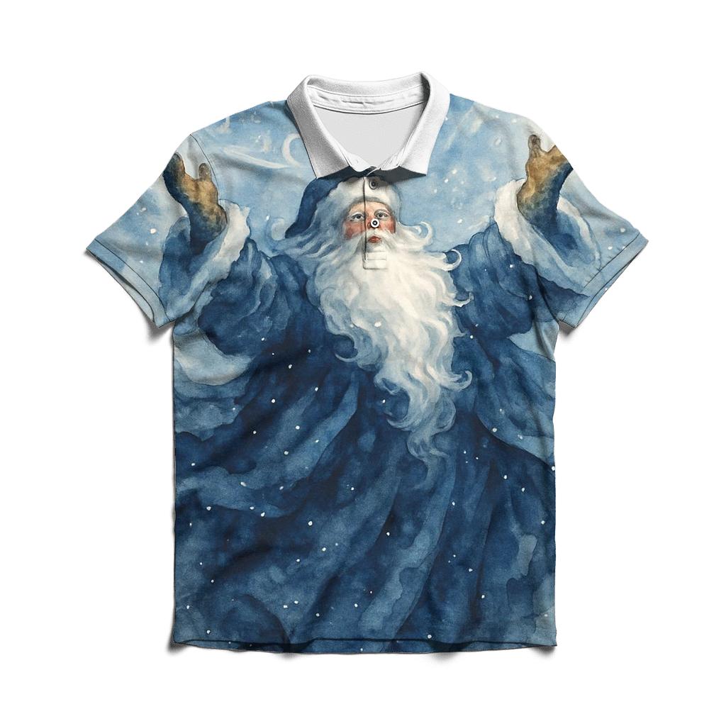 Watercolor Blizzard Conductor Santa stylish collar polo tees