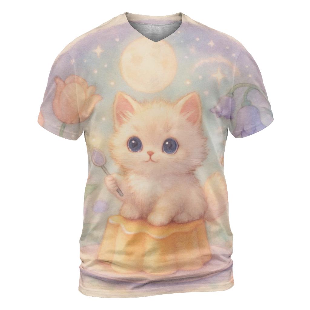Moonlit Pudding Garden Kitten creative print fashion shirts