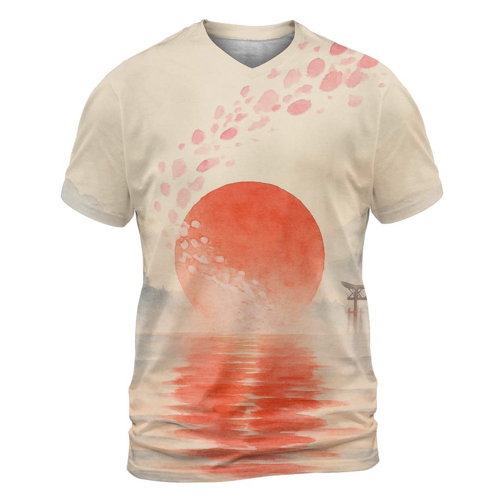 Sakura Horizon Flagscape Japan trendy printed shirt styles