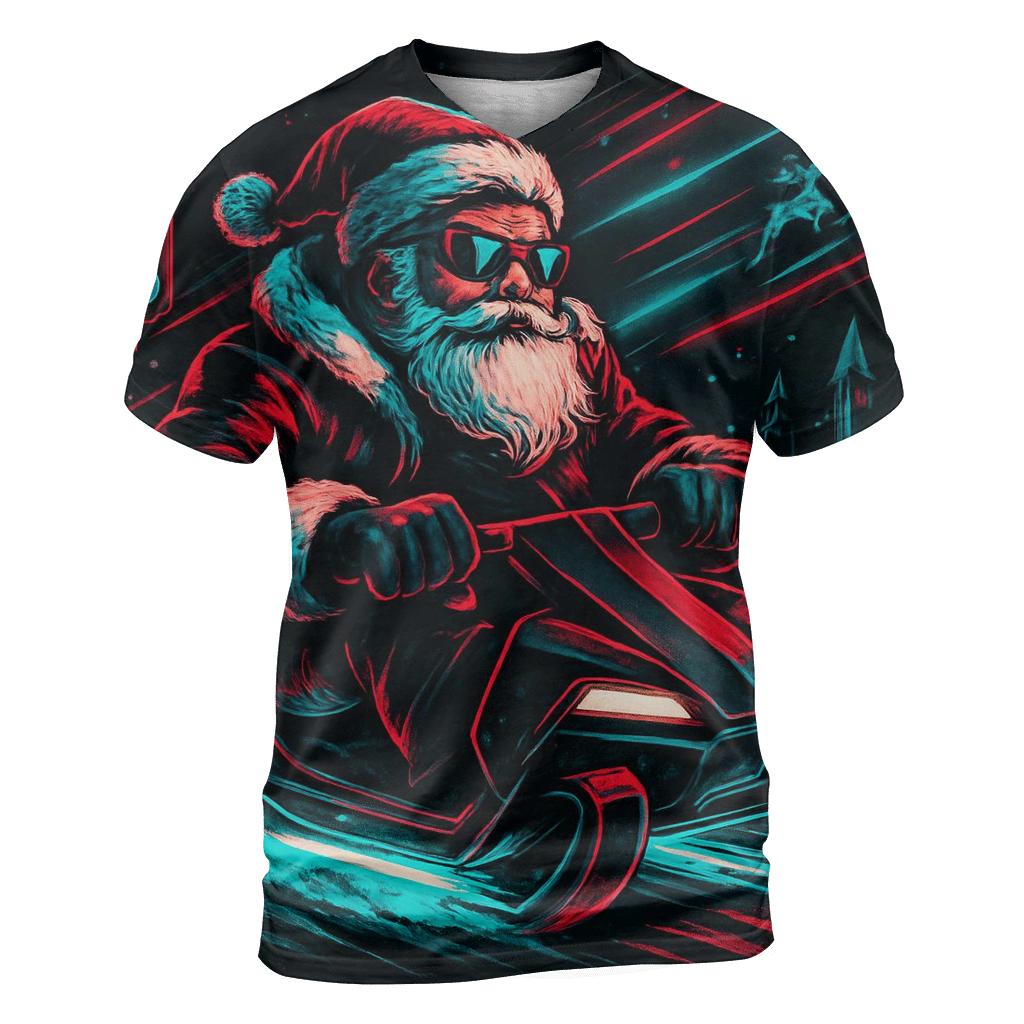Neon Night Rider Santa unique graphic print tees