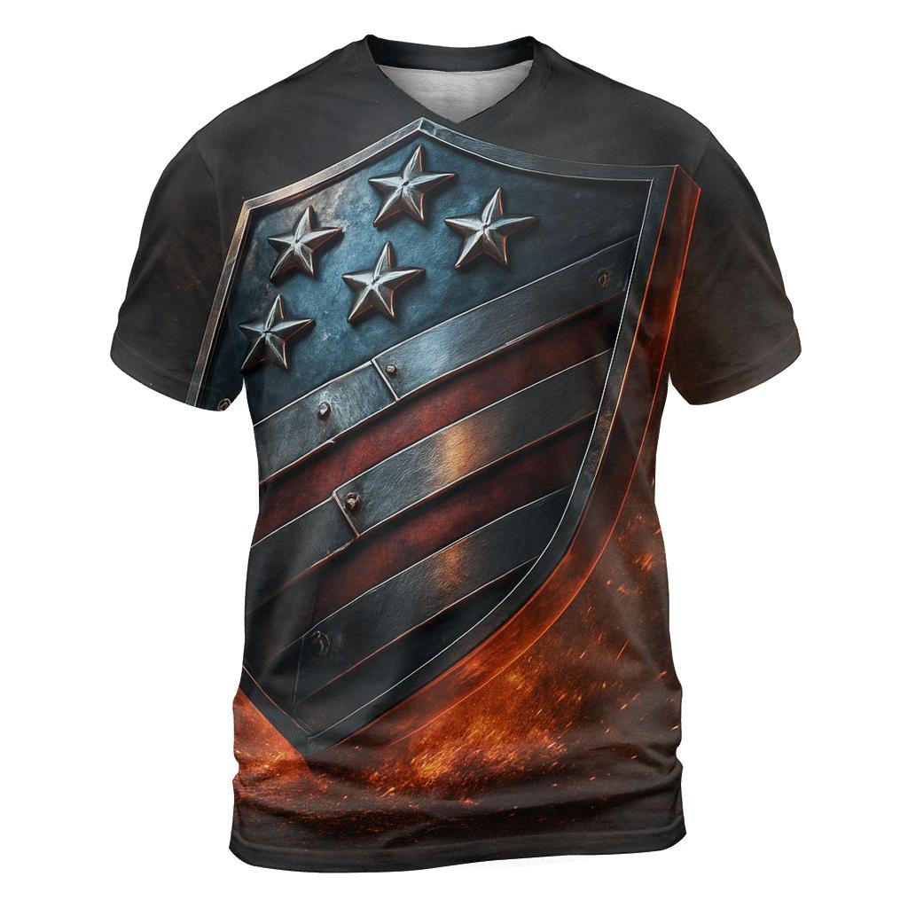 Forged Steel Stars And Stripes Crest creative print fashion shirts