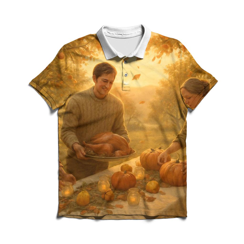 Golden Hour Orchard Gratitude Gathering casual sports polo shirts