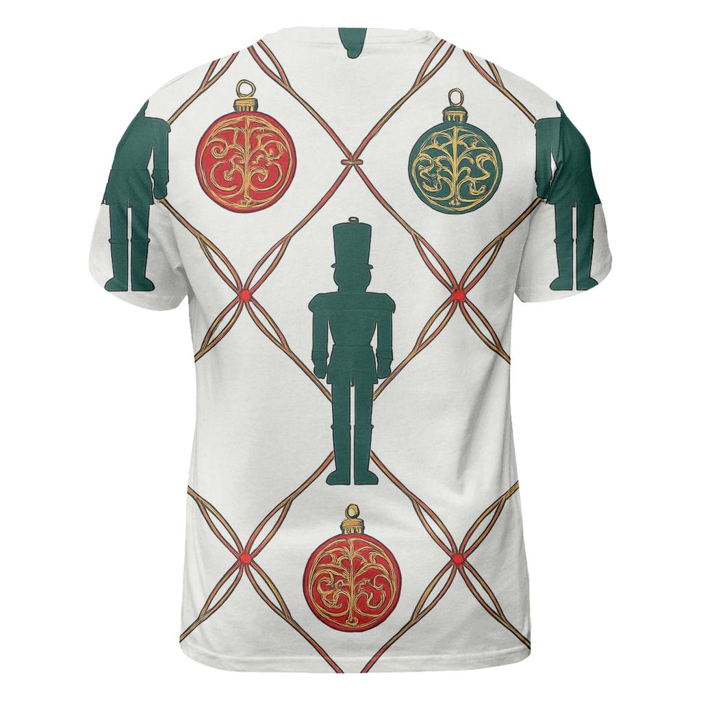 Golden Nutcracker Ornament Lattice On White Background trendy printed shirt styles