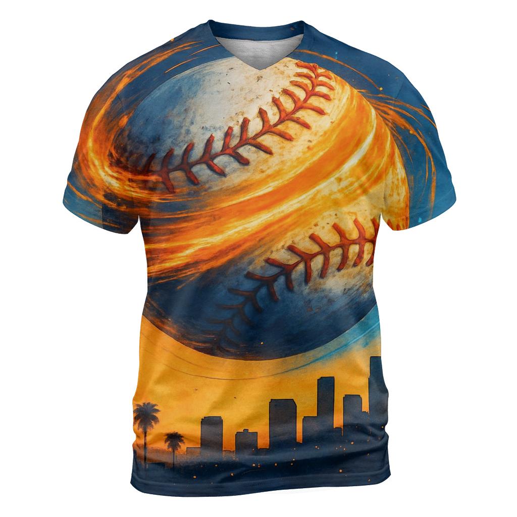 Sunset Seam Spiral Over The City unique graphic print tees