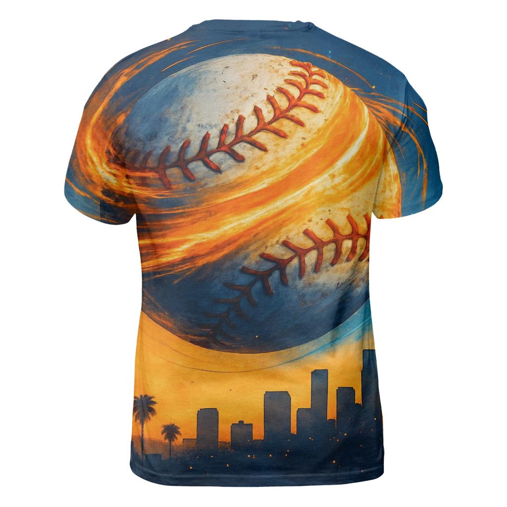 Sunset Seam Spiral Over The City unique graphic print tees