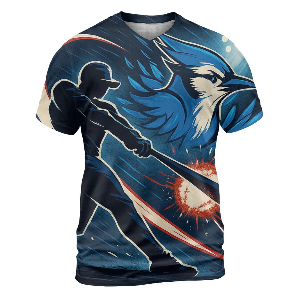 Featherstorm Swing In Blue Jays Night vibrant all-over design tees