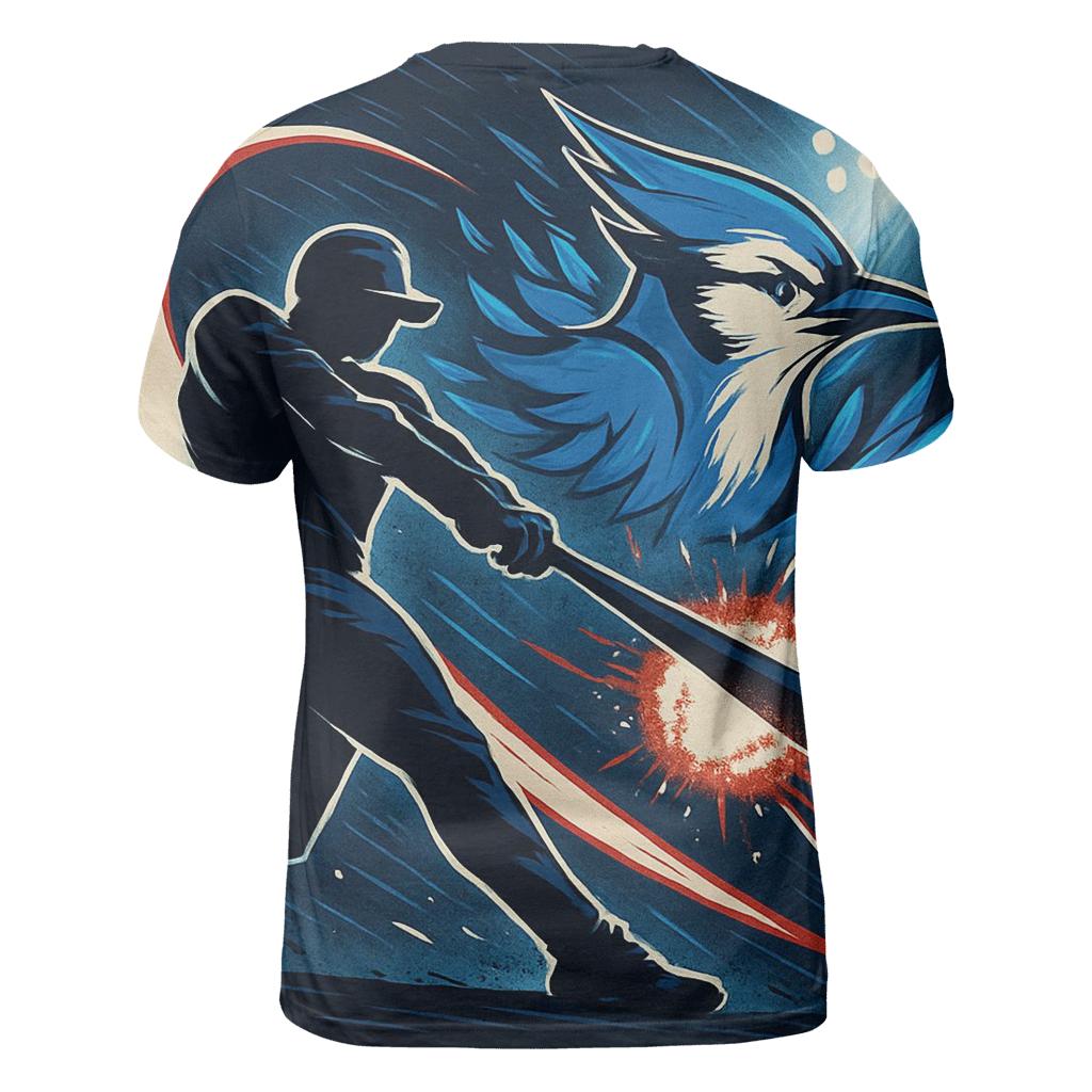 Featherstorm Swing In Blue Jays Night vibrant all-over design tees