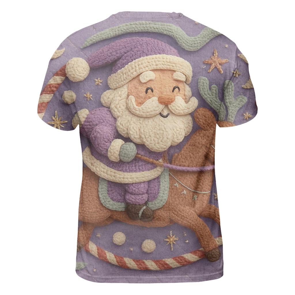Knitted Cosmos Santa And Reindeer Carousel designer pattern shirts