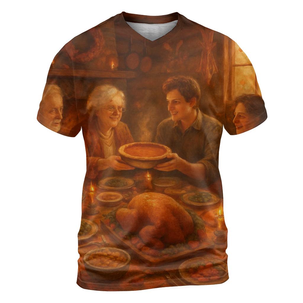 Candlelit Gratitude Cabin Supper creative print fashion shirts