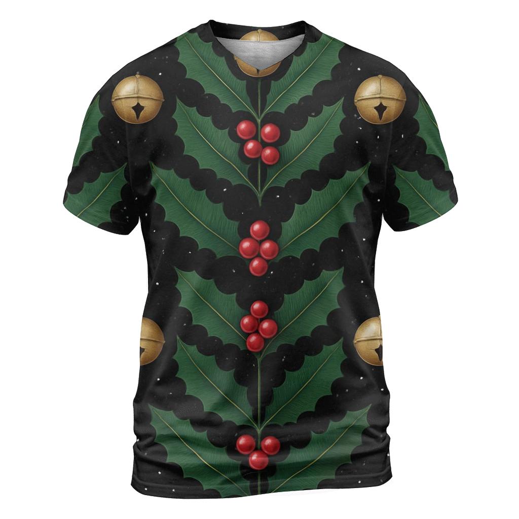 Emerald Holly Bell Chevron On Black Background custom all-over print shirts