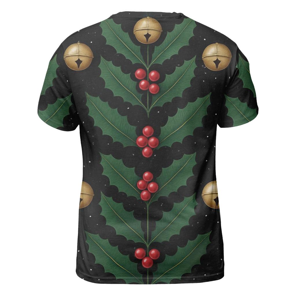 Emerald Holly Bell Chevron On Black Background custom all-over print shirts