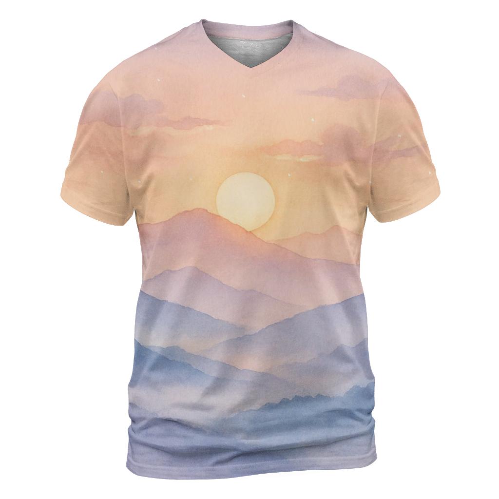 Pastel Summit Drift artistic all-over print tops