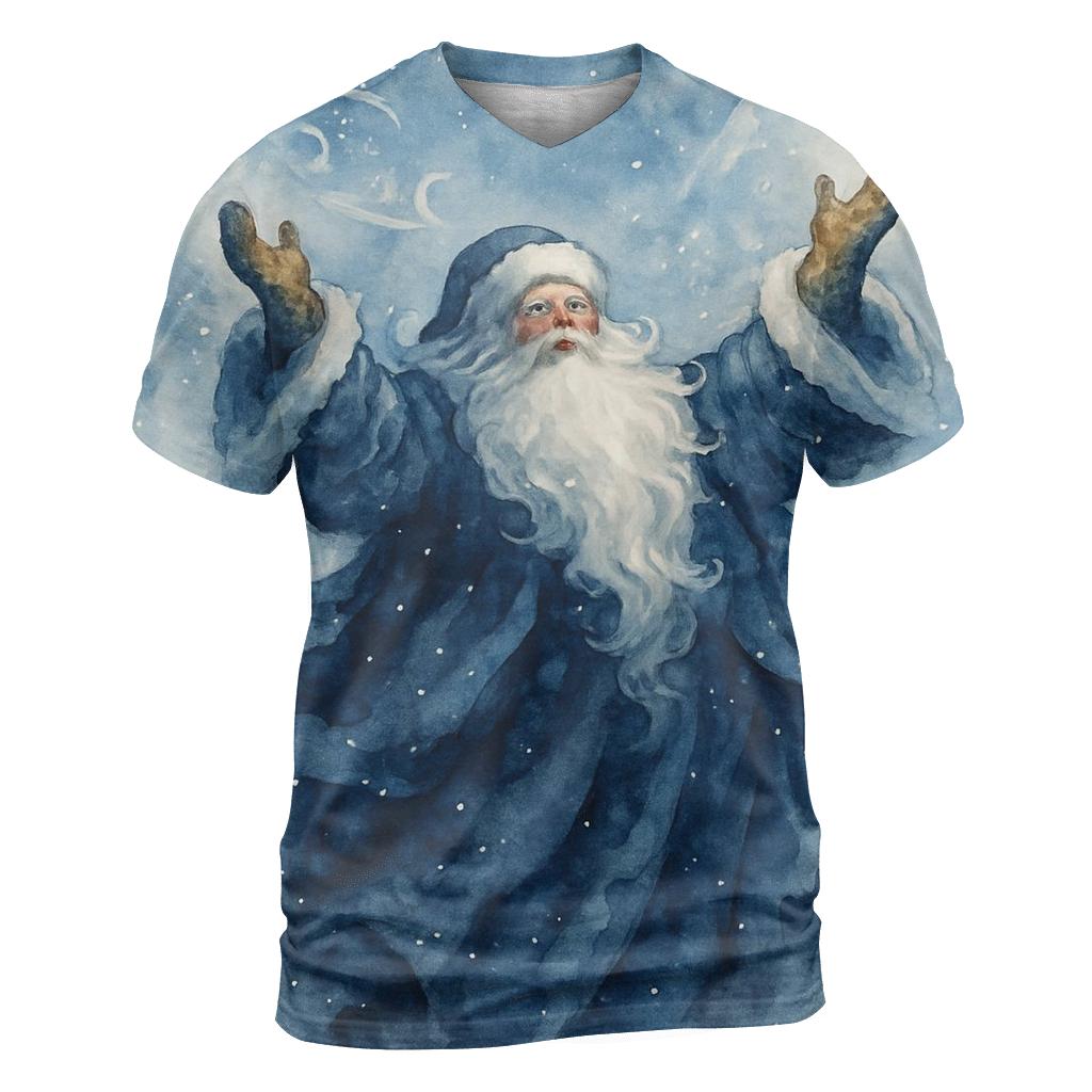 Watercolor Blizzard Conductor Santa custom all-over print shirts
