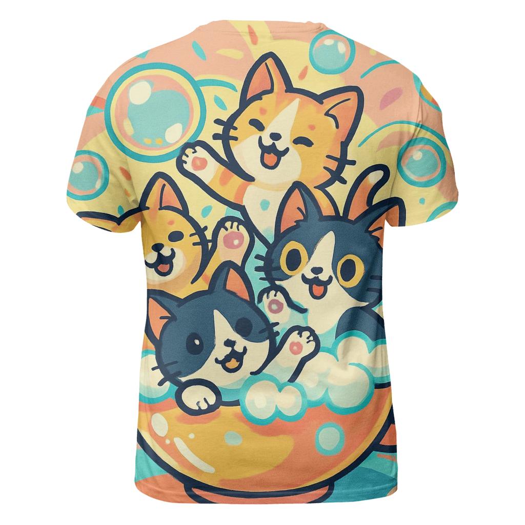 Carnival Bubble Bath Kittens vibrant all-over design tees