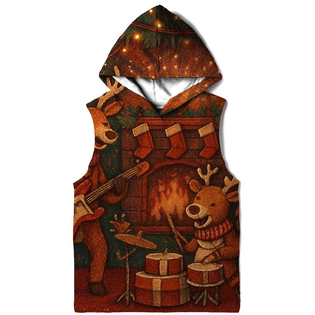 Reindeer Rock Band At The Fireplace Stage graphic hoodies