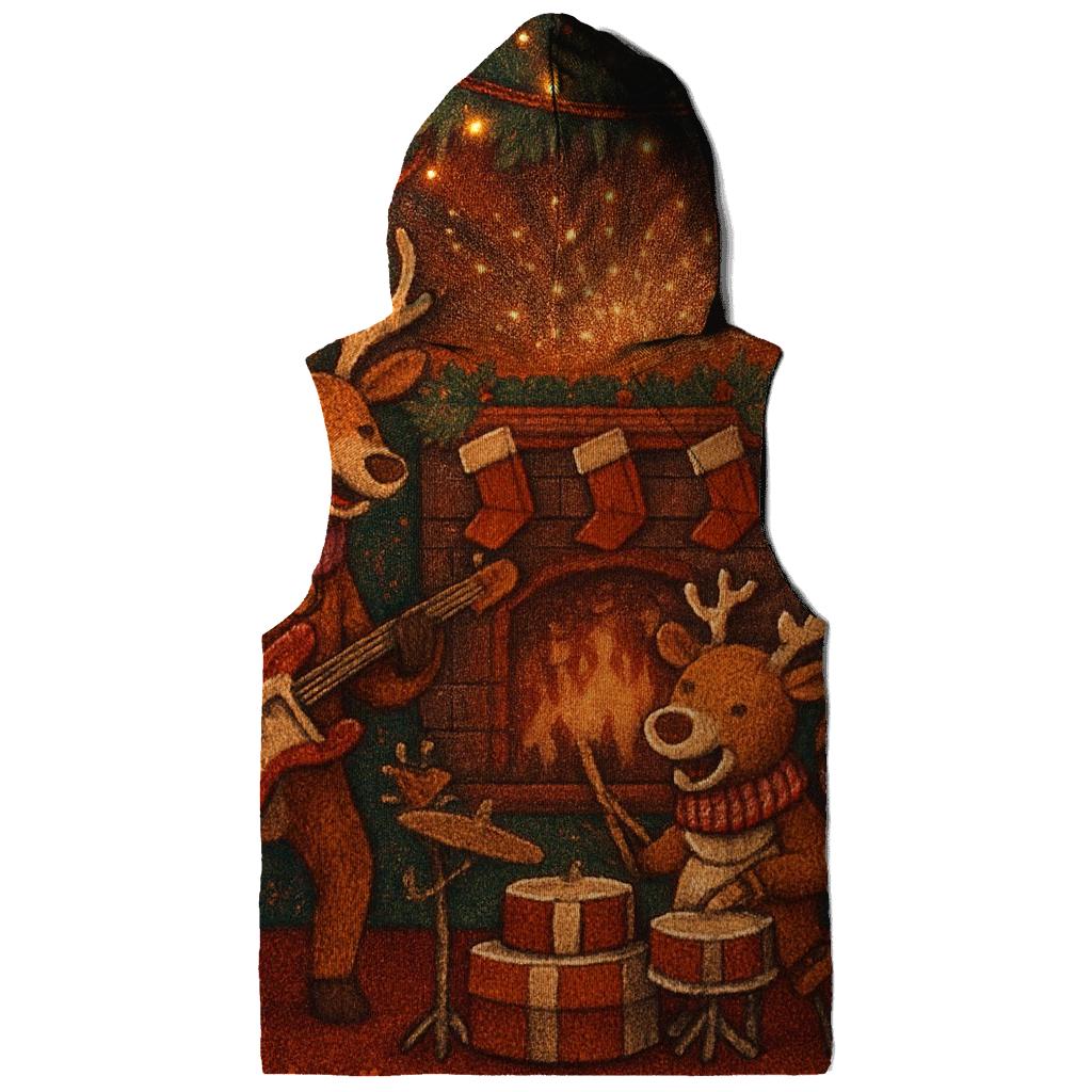 Reindeer Rock Band At The Fireplace Stage graphic hoodies