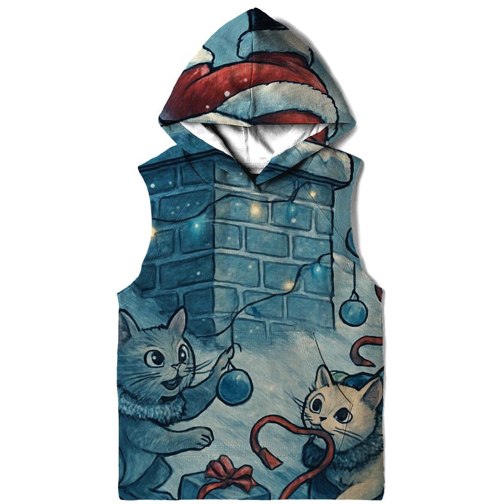 Santa Stuck In Chimney With Mischievous Christmas Cats embroidered hoodies