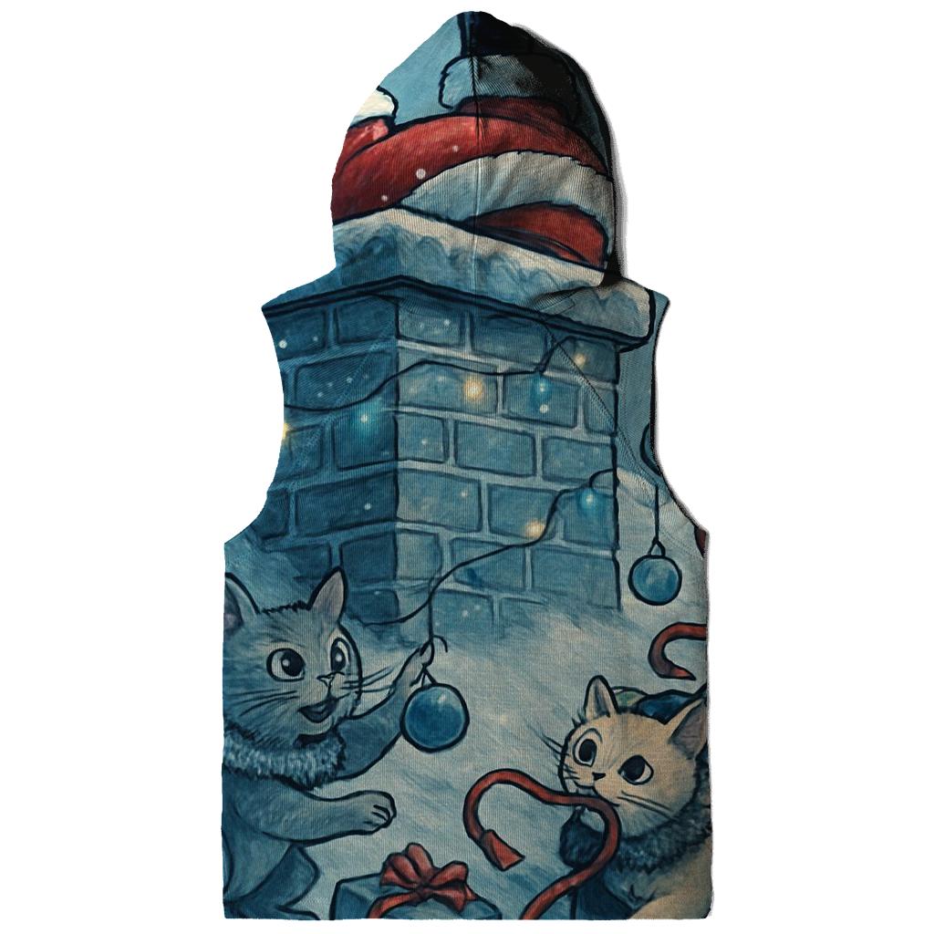 Santa Stuck In Chimney With Mischievous Christmas Cats embroidered hoodies