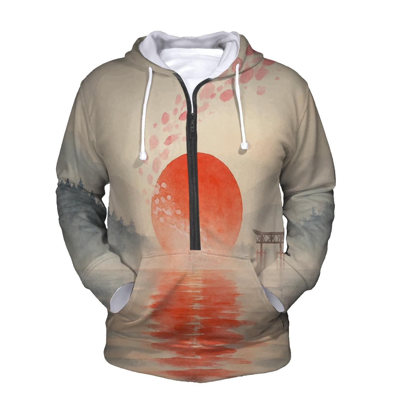 Sakura Horizon Flagscape Japan graphic hoodies