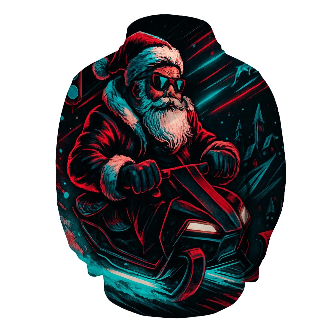 Neon Night Rider Santa zip-up hoodies