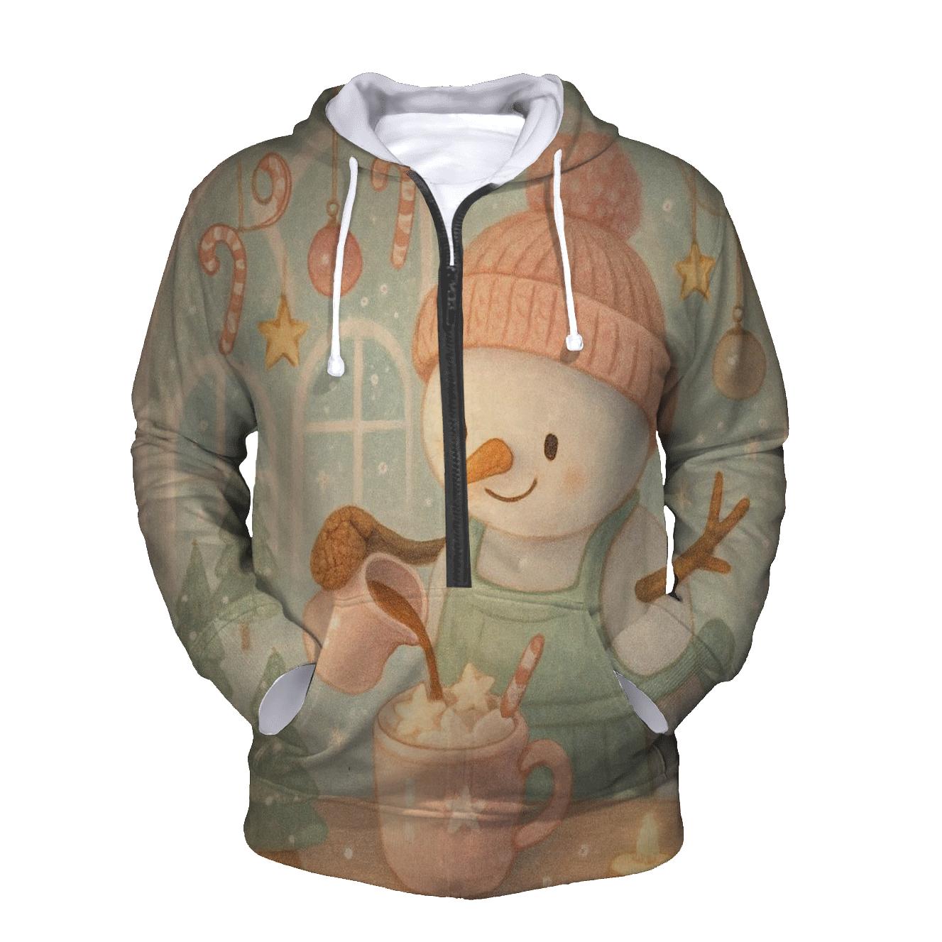 Snowman Barista Serving Cocoa In A Snow Globe Cafe hoodie trends