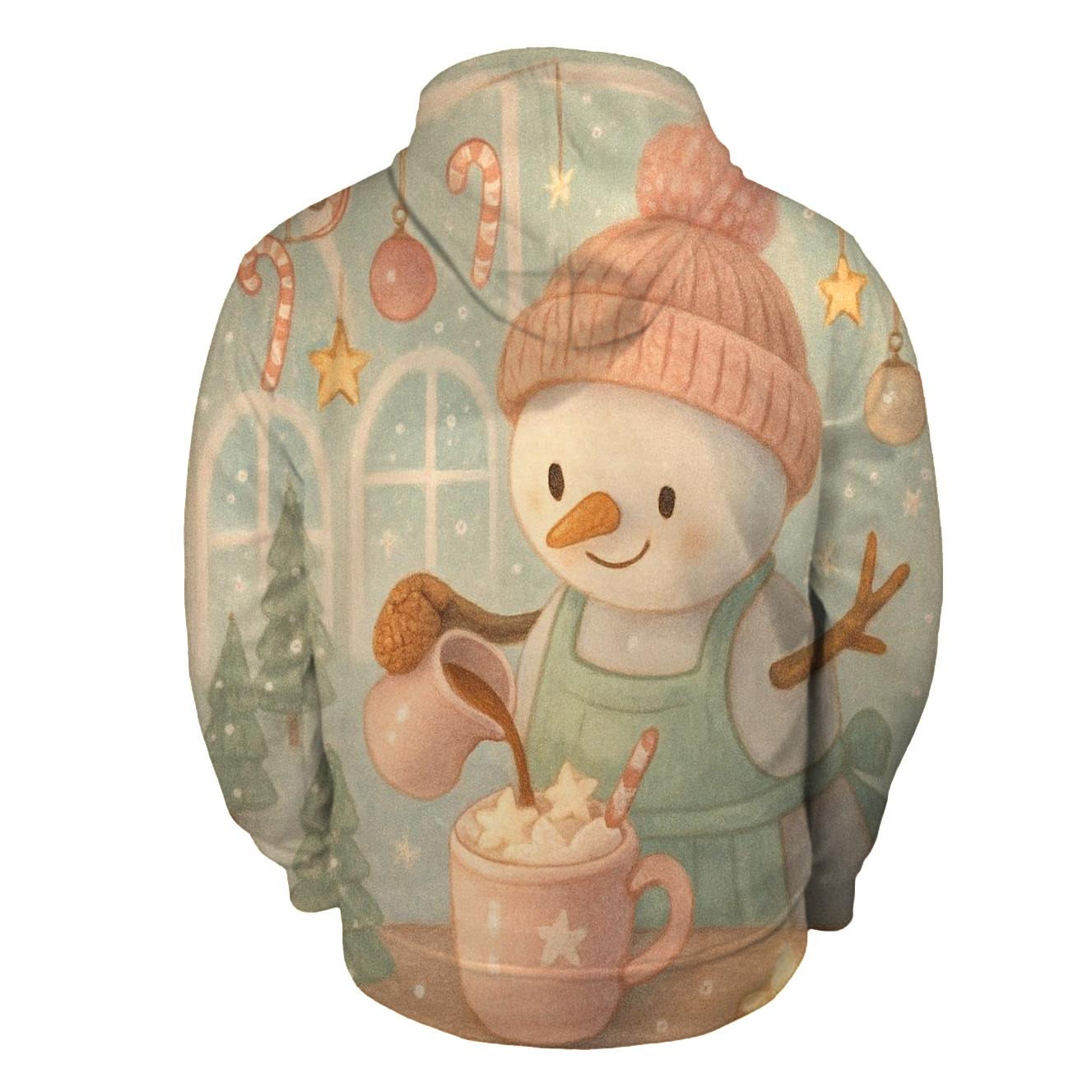 Snowman Barista Serving Cocoa In A Snow Globe Cafe hoodie trends